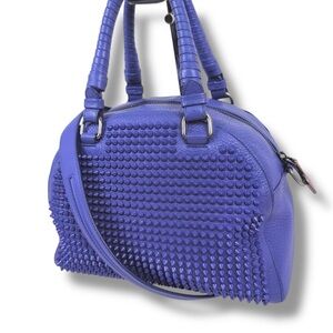 Christian Louboutin Panettone Spike Stud 2Way Leather Bag VOILET Purple COA RARE